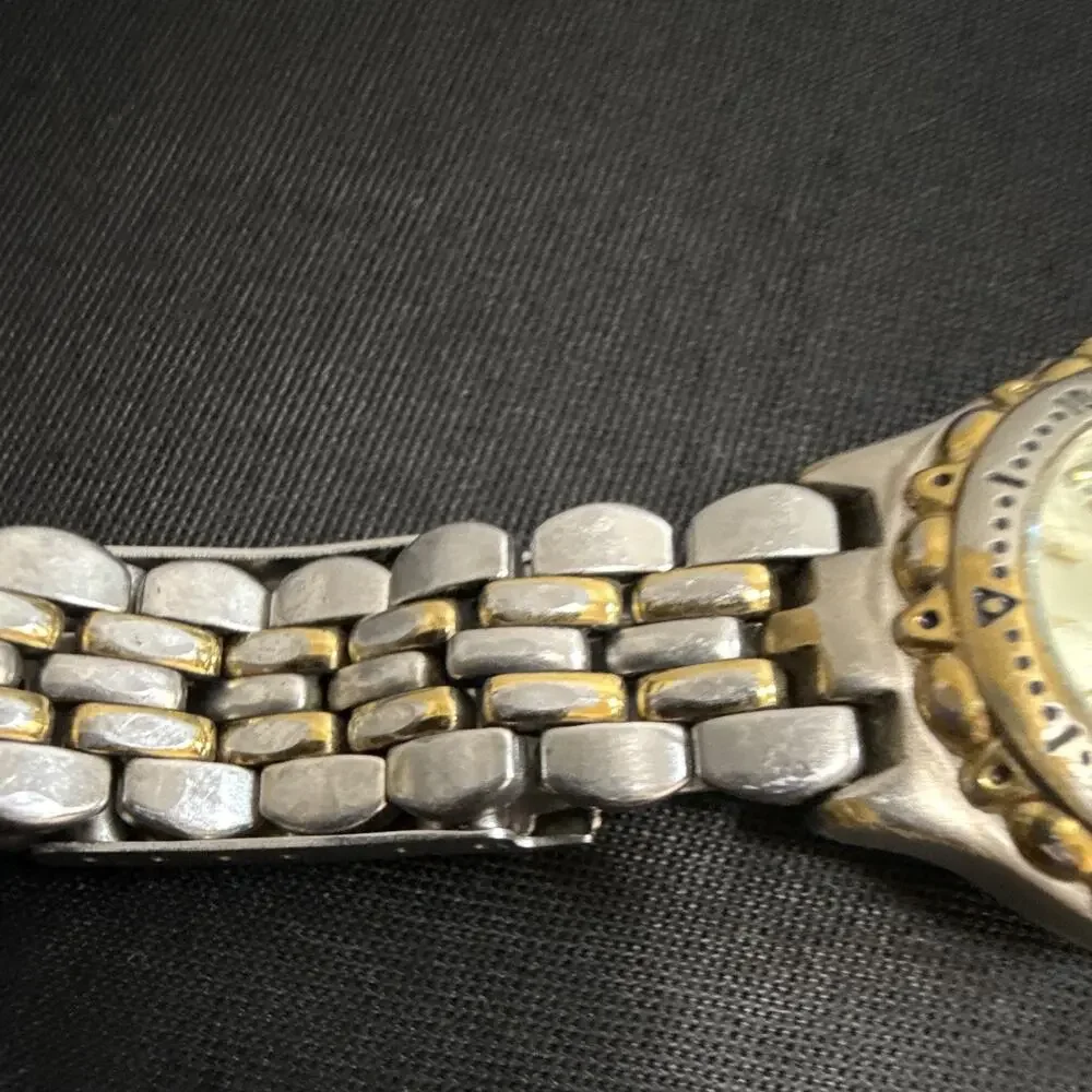 Fossil Blue Two-Tone AM-3118 Vintage late 90s Wristwatch New Battery!!
